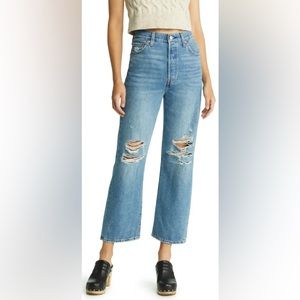 LEVI'S Ribcage Ripped Ankle Straight Leg Jeans, Size 28 x 27